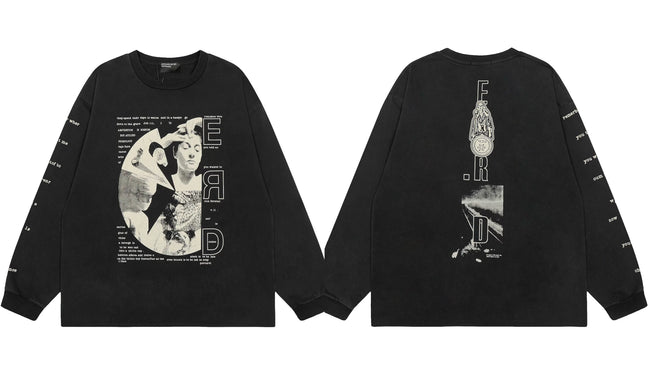 Enfants Riches Déprimés "E.R.D" Classical Art Collage Long-Sleeve - Black Hover Image