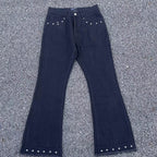 Enfants Riches Déprimés Studded Hem Flare Jeans - Dark Navy