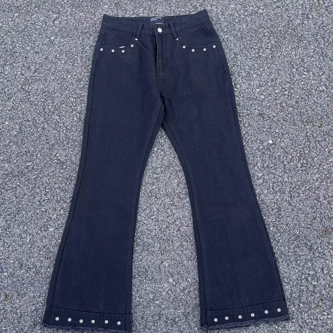 Enfants Riches Déprimés Studded Hem Flare Jeans - Dark Navy Hover Image