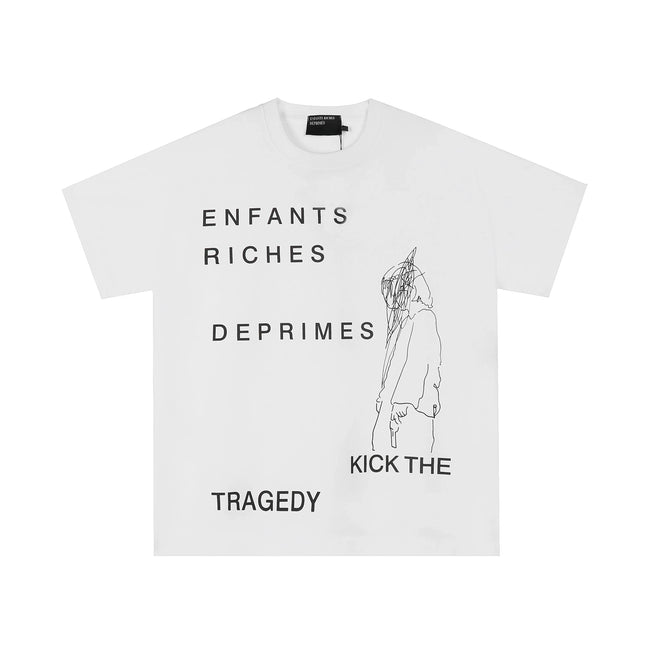 Enfants Riches Déprimés Stacked Typography & Sketch T-Shirt - White Hover Image