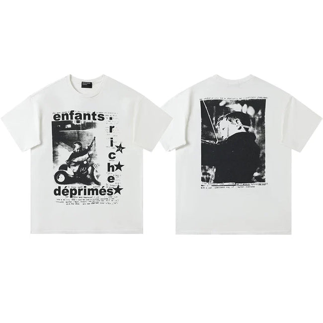 Enfants Riches Déprimés Vertical Lettering & Back Portrait T-Shirt - Cream Hover Image