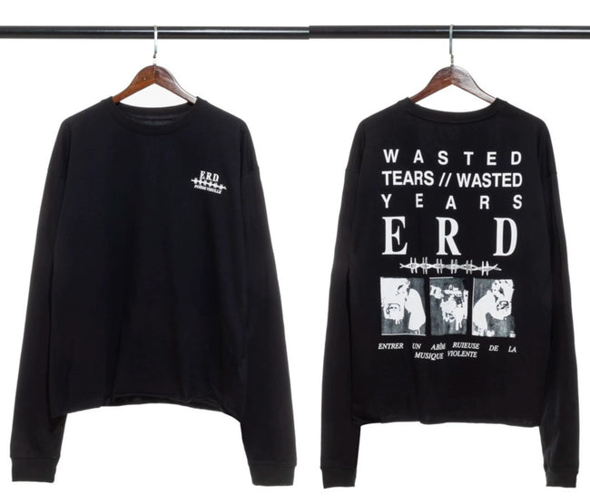 Enfants Riches Déprimés Small Chest Logo & Back "Wasted Tears" Long-Sleeve   - Black Hover Image