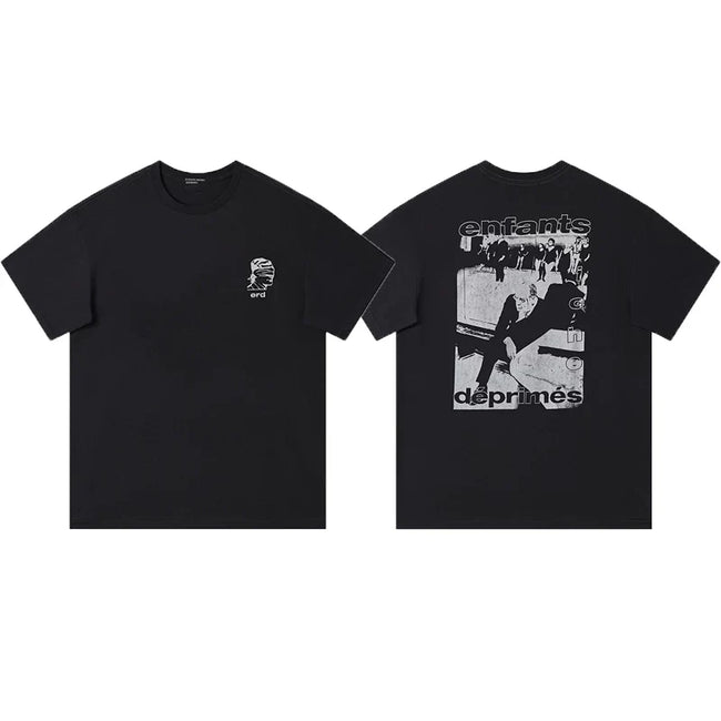 Enfants Riches Déprimés Small Chest Logo & Back Group Graphic T-Shirt - Black Hover Image