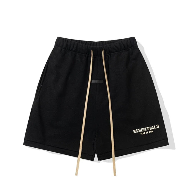 Fear Of God Essentials Logo Fleece Shorts Black Hover Image