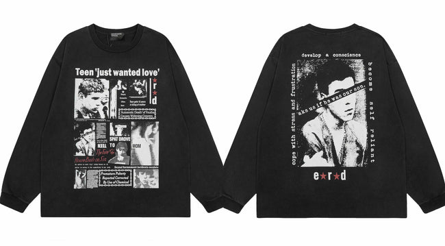 Enfants Riches Déprimés "Just Wanted Love" Collage Long-Sleeve - Black Hover Image