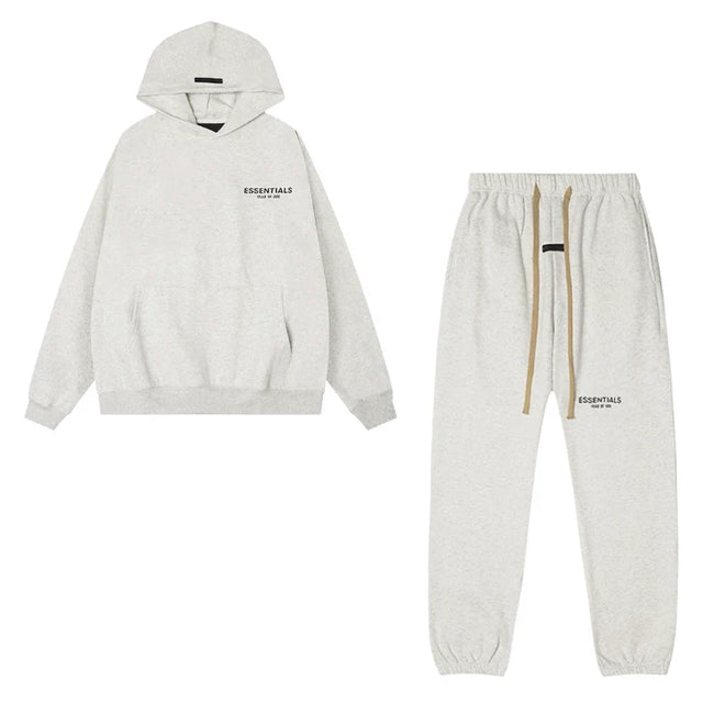 Fear Of God Essentials Hoodie & Jogger Tracksuit Set Light Oat Heather Hover Image