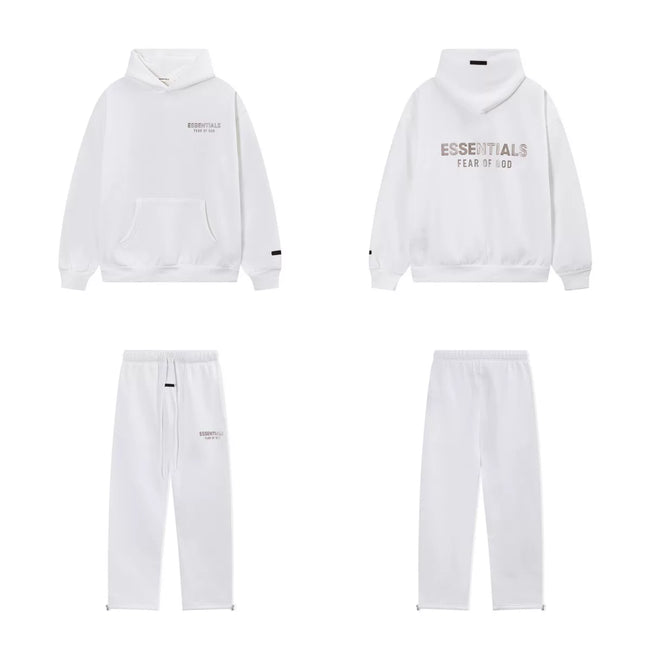 Fear Of God Essentials Double‑Line Hoodie Sweatpants 2‑Pieces Tracksuit Set White Hover Image