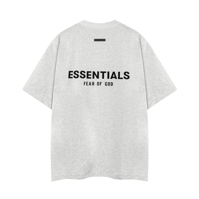 Fear Of God Essentials Double Line Back Logo Oversized T‑Shirt Light Heather Grey