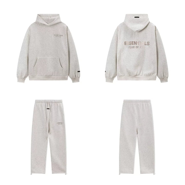 Fear Of God Essentials Double‑Line Hoodie Sweatpants 2‑Pieces Tracksuit Set Light Oatmeal Hover Image