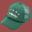 Corteiz Vintage Green Trucker Hat with White Stars and Cruise Ship Graphic