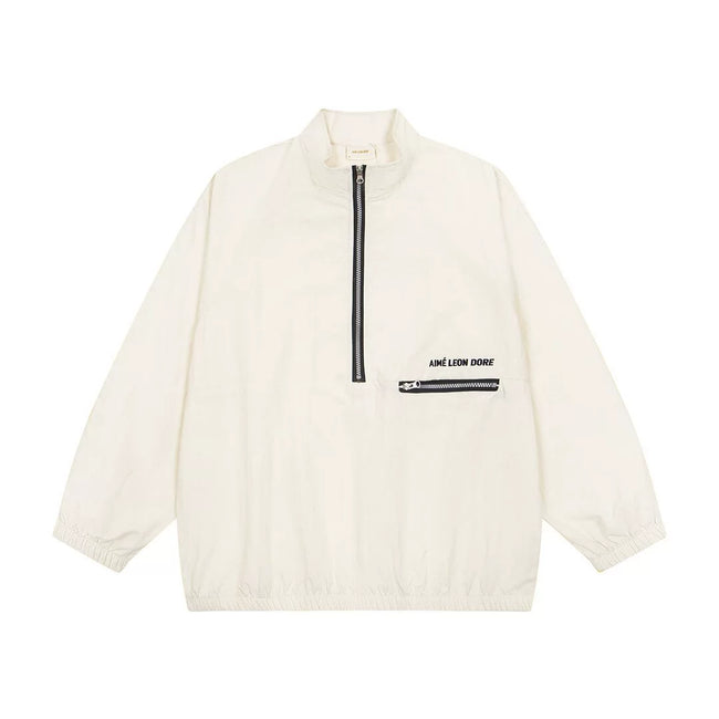 Aimé Leon Dore Nylon Half-Zip Pullover - Cream Hover Image