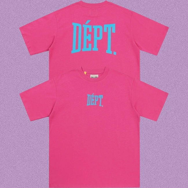 Gallery Dept. Arch Logo Short Sleeve T-Shirt - Pink/Cyan Hover Image