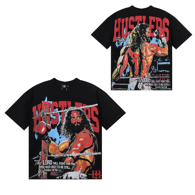 Life Hustlers Boxer Fighter Graphic Tee - Black Hover Image