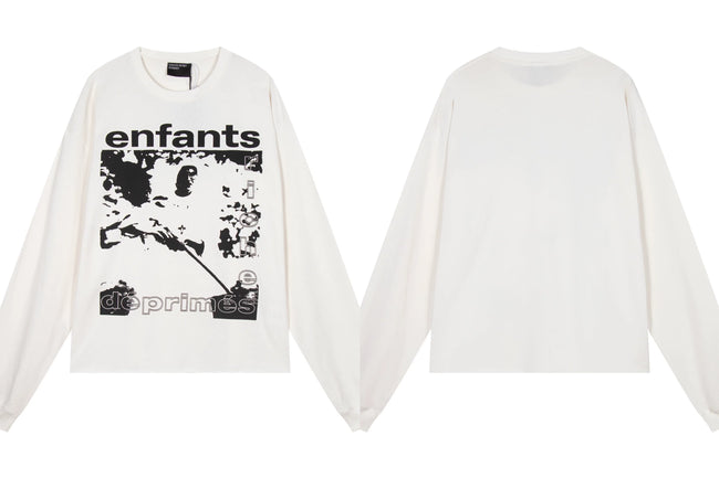 Enfants Riches Déprimés Armed Figure & Vintage Print Long-Sleeve   - White Hover Image