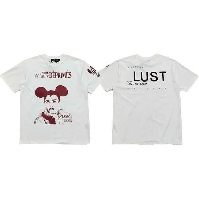 Enfants Riches Déprimés Mouse Ears Portrait & "Lust" T-Shirt - White Hover Image