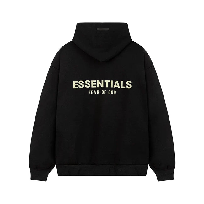 Fear Of God Essentials Gold Tone Back Logo Oversized Hoodie Black Hover Image