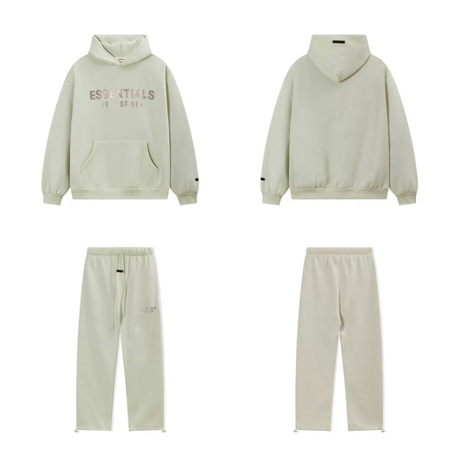 Fear Of God Essentials Hot Stamped Double Line Hoodie & Straight Pants Set Sage Green Hover Image
