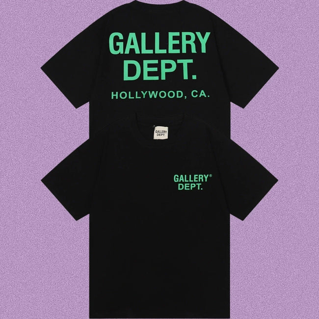Gallery Dept. Hollywood Logo Short Sleeve T-Shirt - Black/Green Hover Image