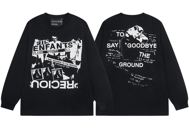 Enfants Riches Déprimés Inverted Collage & "Say Goodbye The Ground" Long-Sleeve  - Black Hover Image