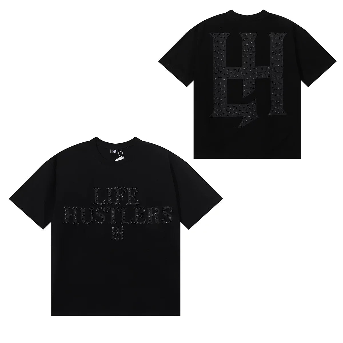 Life Hustlers Minimalist Serif Logo Tee - Tonal Black