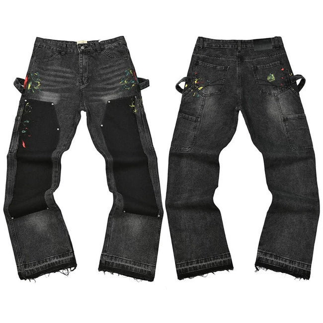 Gallery Dept. Contrast Knee Patch Paint Splatter Utility Cargo Pants Hover Image