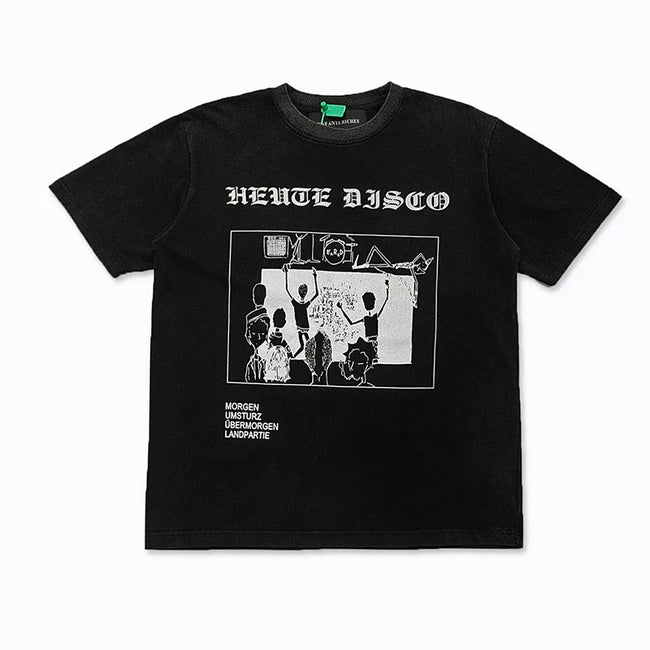 Enfants Riches Déprimés "Heute Disco" Gothic Typography T-Shirt - Black Hover Image