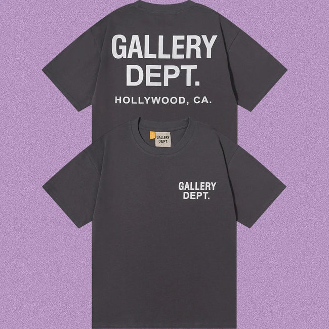 Gallery Dept. Hollywood Logo Short Sleeve T-Shirt - Dark Grey/White Hover Image