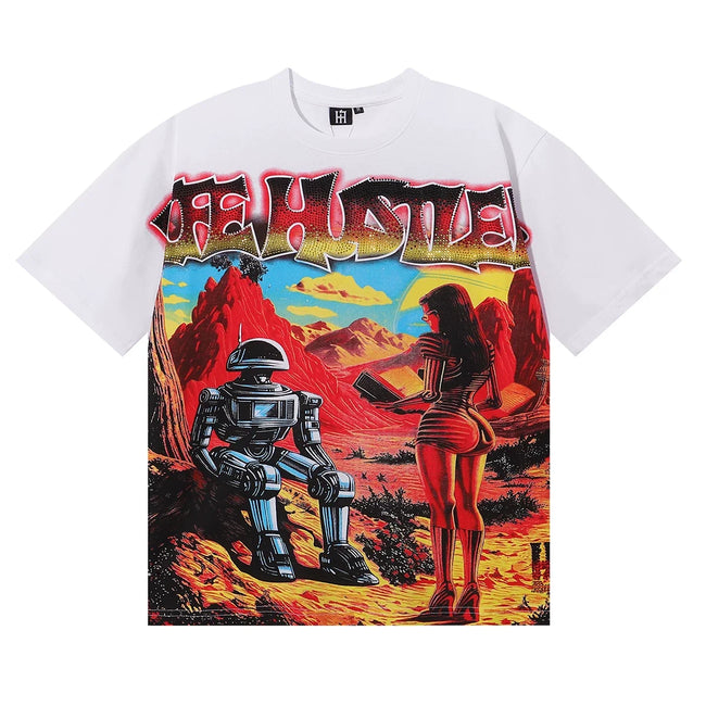 Life Hustlers Sci-Fi Desert Robot Graphic Tee - White Hover Image