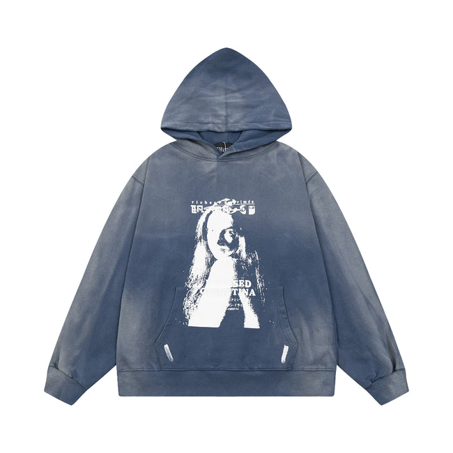 Enfants Riches Déprimés Acid-Wash Portrait Hoodie - Vintage Blue Hover Image