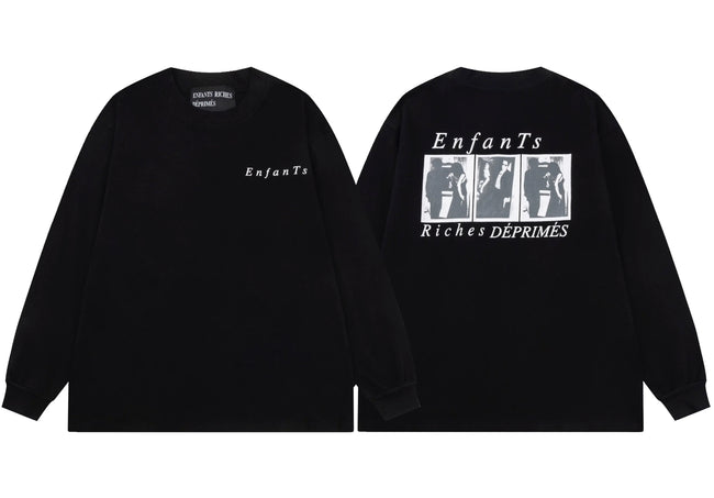 Enfants Riches Déprimés Small Chest Logo & Back Three-Panel Long-Sleeve  - Black Hover Image
