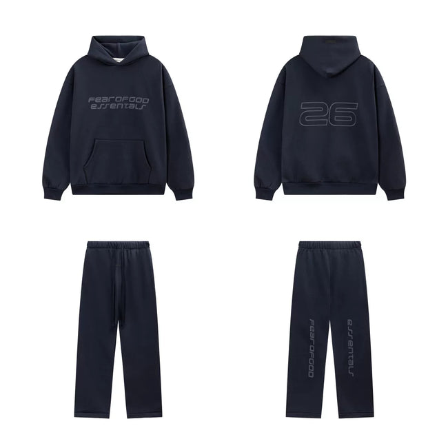 Fear Of God Essentials 26 Graphic Hoodie & Straight‑Leg Pants Set Navy Hover Image