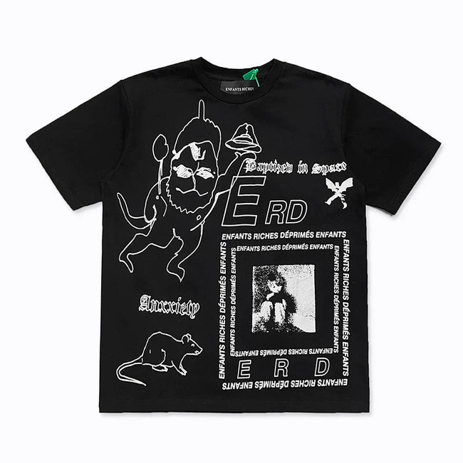 Enfants Riches Déprimés "Anxiety" All-Over Graphic T-Shirt - Black Hover Image