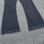 Enfants Riches Déprimés Studded Hem Flare Jeans - Dark Navy