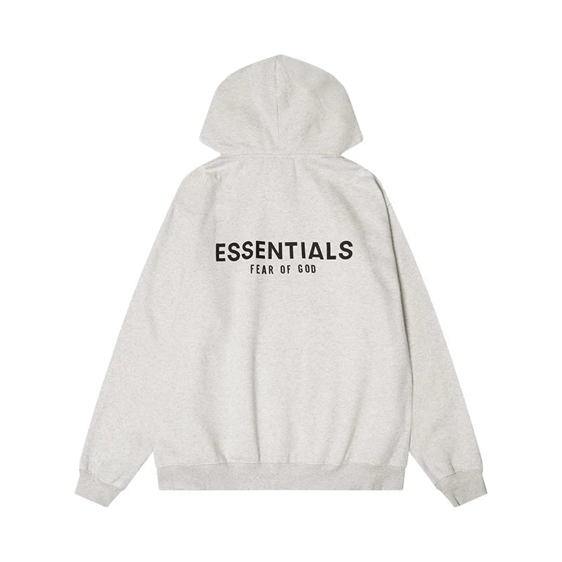 Fear Of God Essentials Back Print Hoodie Light Oat Heather