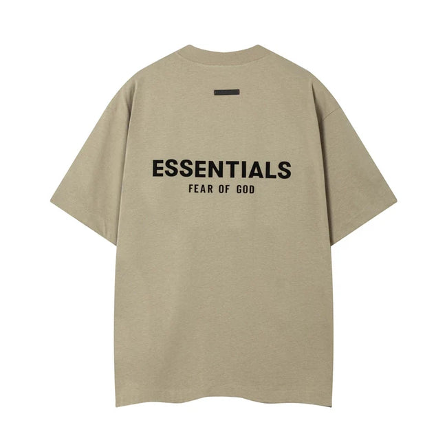 Fear Of God Essentials Double Line Back Logo Oversized T‑Shirt Taupe Hover Image