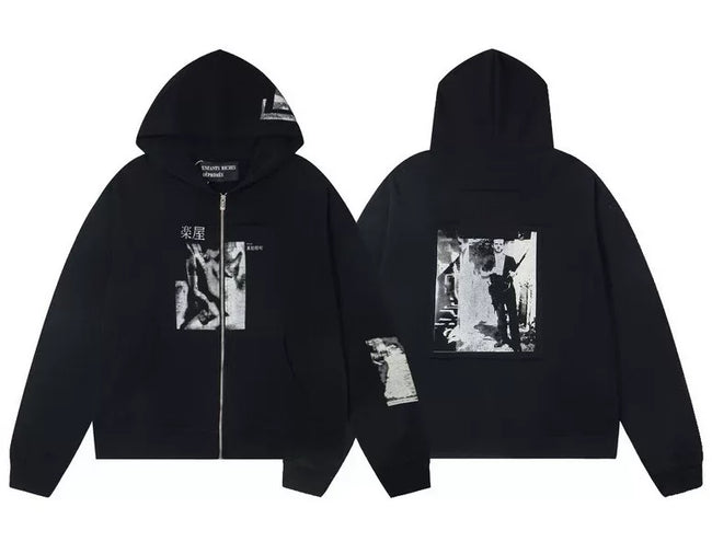 Enfants Riches Déprimés Multi-Panel Photo Zip-Up Hoodie - Washed Black Hover Image