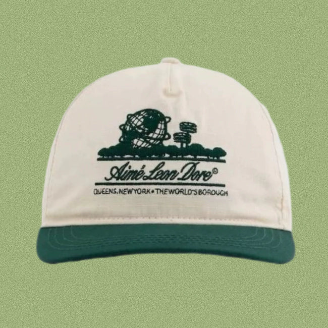 Aimé Leon Dore World Graphic Hat - Cream / Forest Green Hover Image