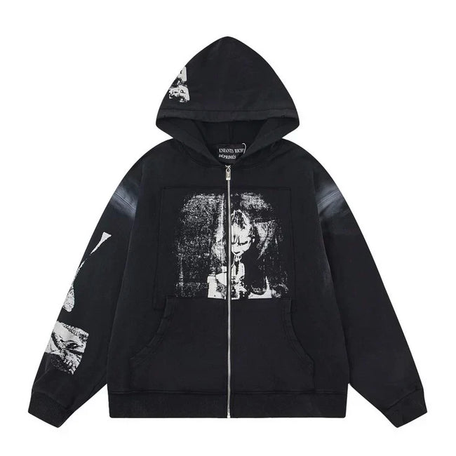Enfants Riches Déprimés Central Photo Art Zip-Up Hoodie - Black Hover Image