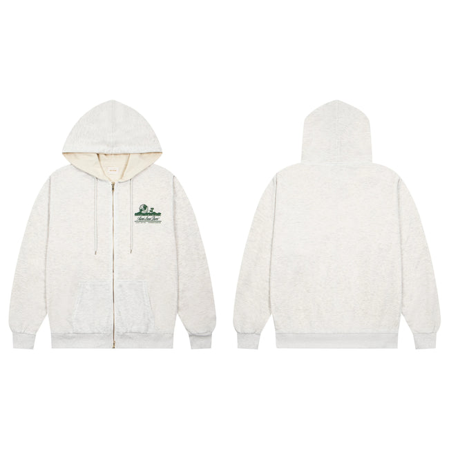 Aimé Leon Dore Thermal-Lined Script Zip-Up Hoodie - Oatmeal Hover Image