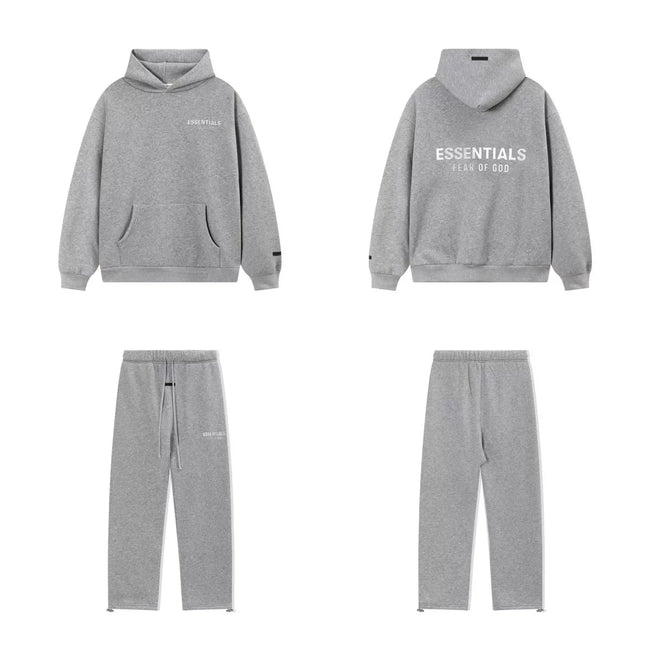 Fear Of God Essentials Double‑Line Hoodie Sweatpants 2‑Pieces Tracksuit Set Dark Heather Grey Hover Image