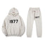 Fear Of God Essentials 1977 Plush Hoodie & Jogger Tracksuit Set Light Oat Heather