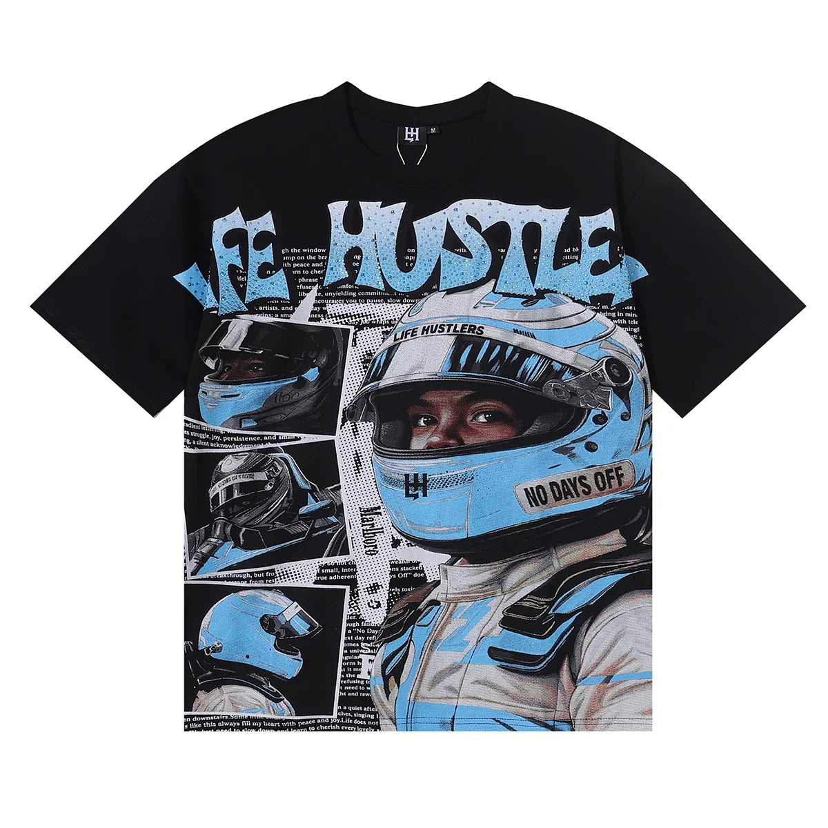 Life Hustlers Helmet Driver Graphic Tee - Black