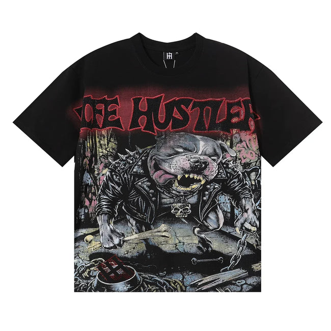 Life Hustlers Pitbull Graphic Tee - Black Hover Image