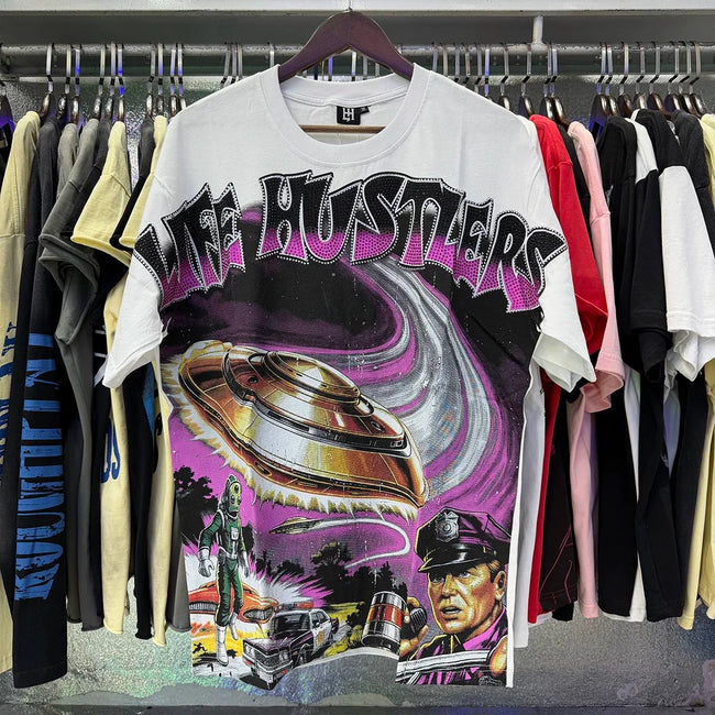 Life Hustlers Alien UFO Graphic Tee - White Hover Image