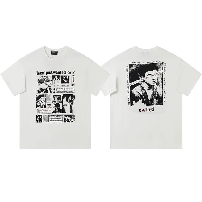 Enfants Riches Déprimés "Teen Just Wanted Love" & Back Portrait T-Shirt - Cream Hover Image