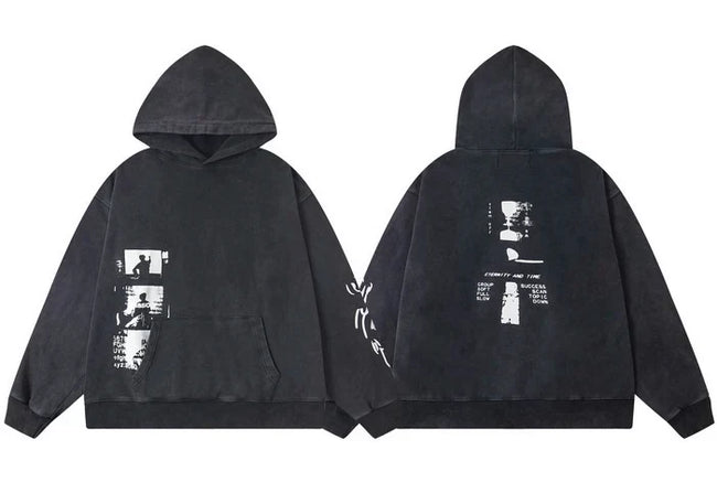Enfants Riches Déprimés Side Panel Photo & Sleeve Print Hoodie - Washed Black Hover Image