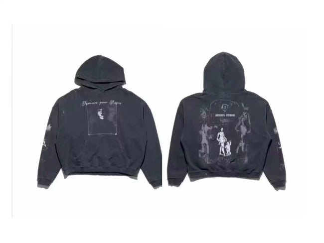 Enfants Riches Déprimés Front Box & Back Multi-Graphic Hoodie - Washed Black Hover Image