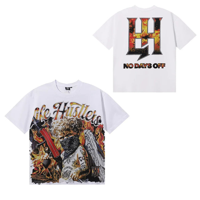 Life Hustlers Angel Flames Graphic Tee - White Hover Image