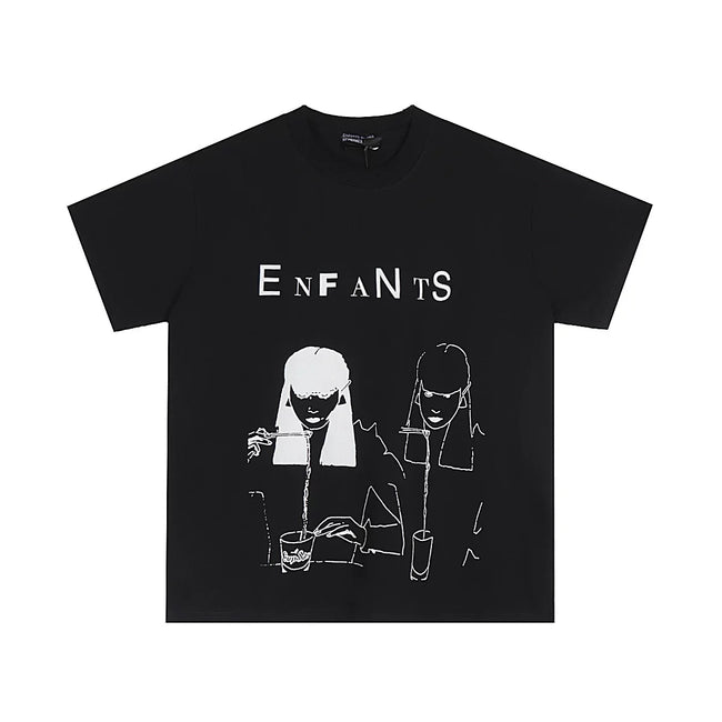 Enfants Riches Déprimés "Enfants" Dual Line Art T-Shirt - Black Hover Image
