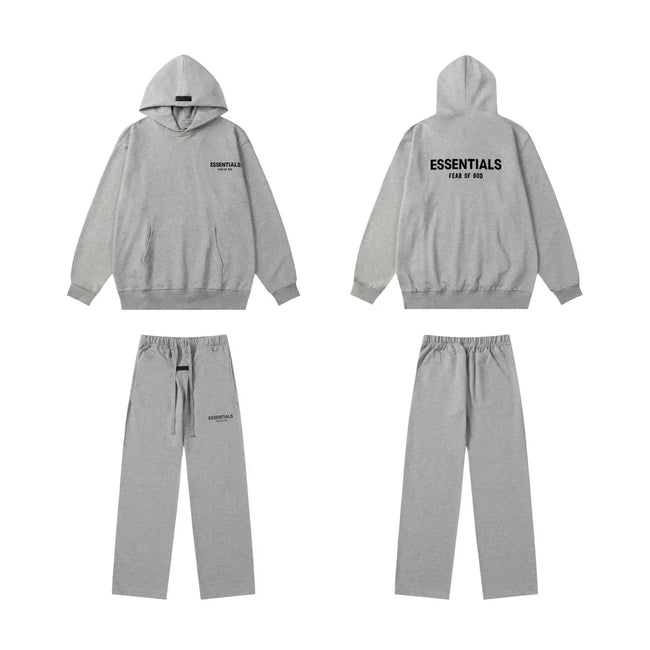 Fear Of God Essentials Hoodie Wide Leg Sweatpants 2‑Piece Set Medium Heather Grey Hover Image